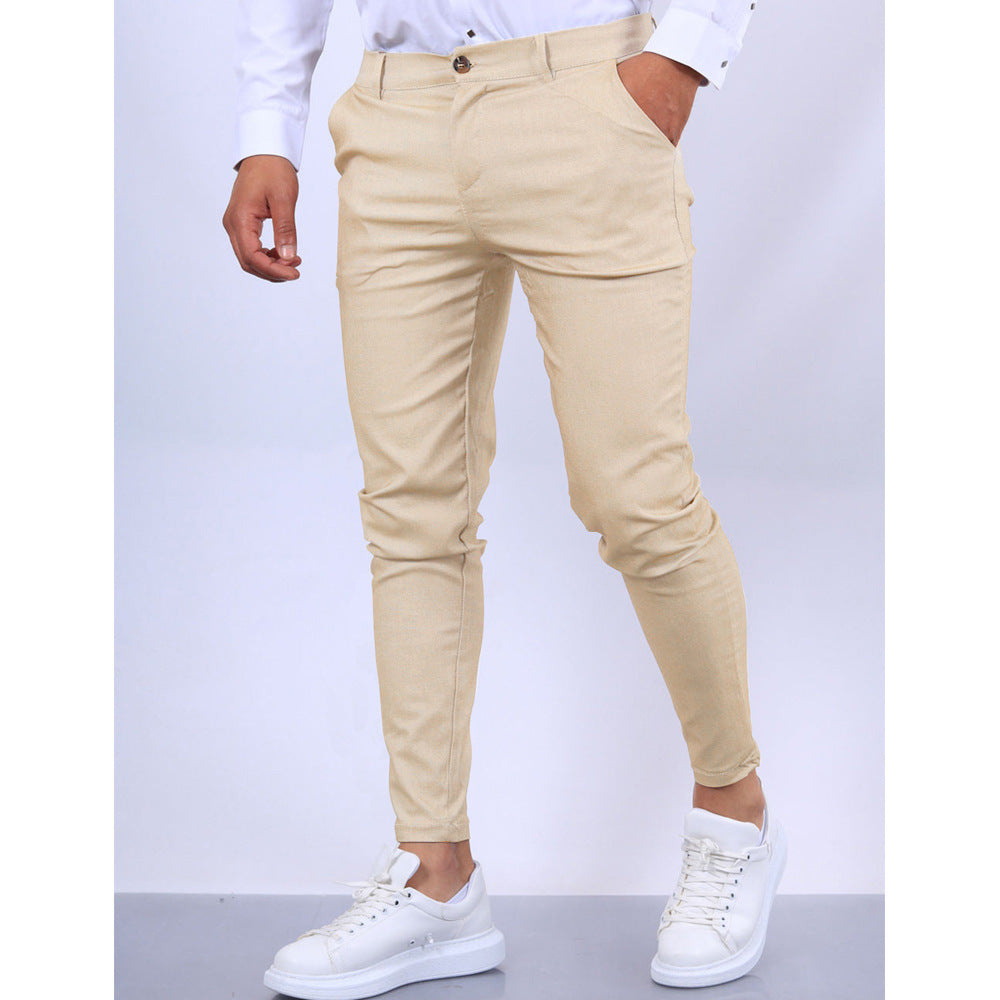 Men's Solid Color Texture Casual Trousers