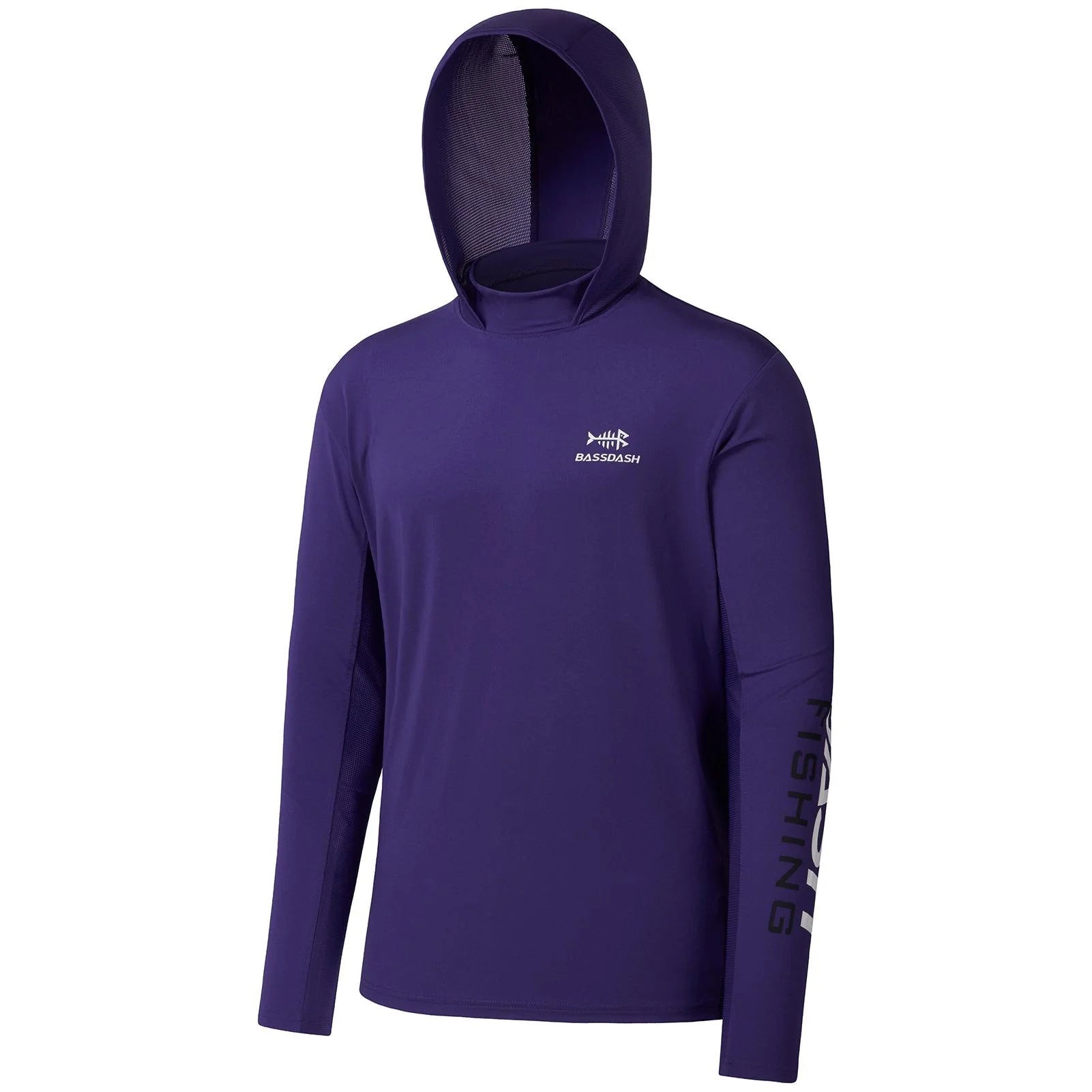 Men's long-sleeved hooded fishing shirt with UV protection