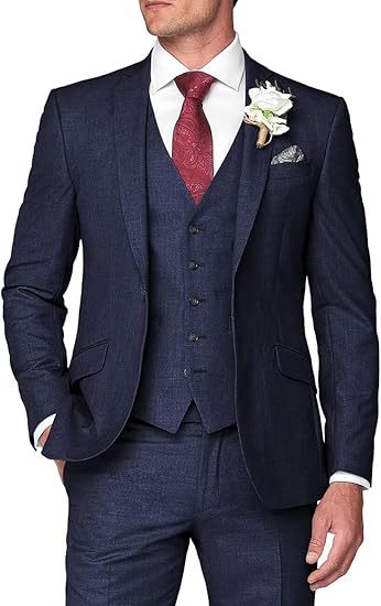 Men's Three-Piece Slim Fit Suit for Business and Wedding