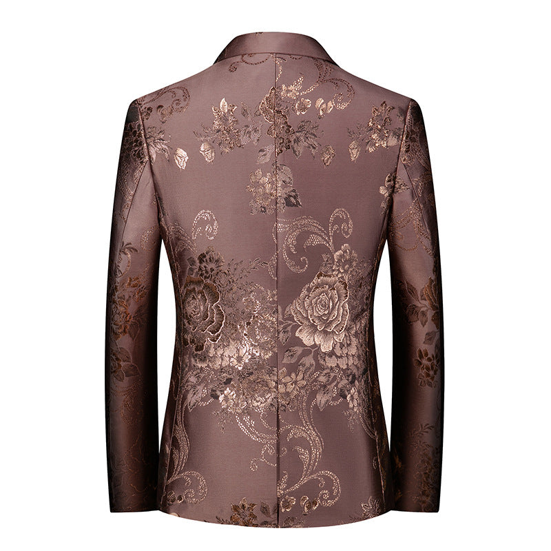 Slim Fit Floral Print Men's Suit Jacket