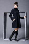 Wool Blend Coat Hooded Double-Breasted