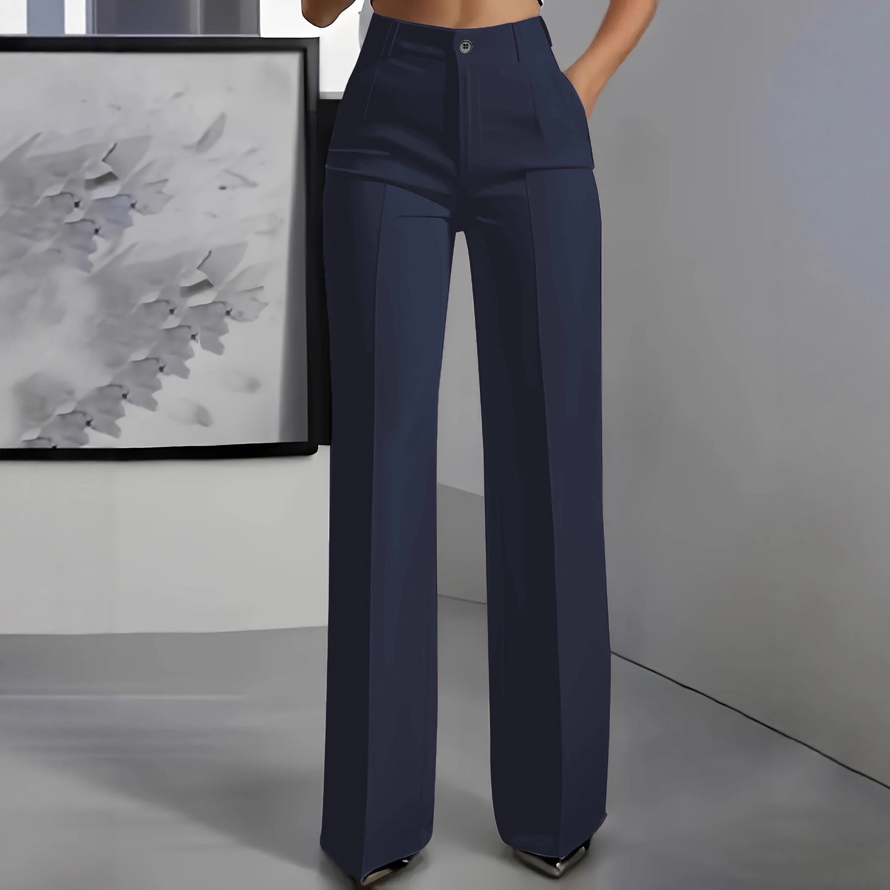 Women's High Waist Straight Leg Trousers