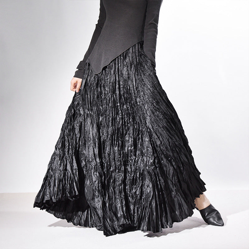 Textured Pleated Long Skirt for Women