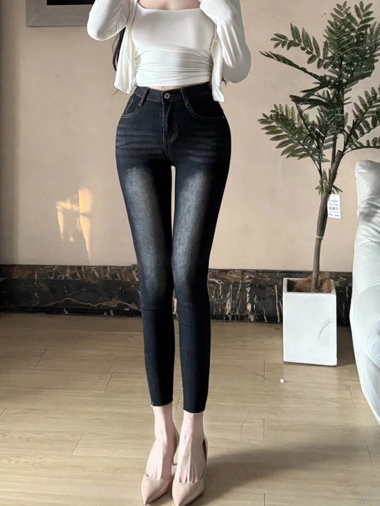 High Waist Stretch Denim Jeans