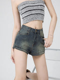 Female in denim shorts