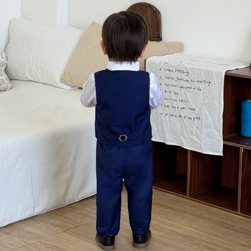 Boys' Formal Suit Set with Bow Tie and Corsage