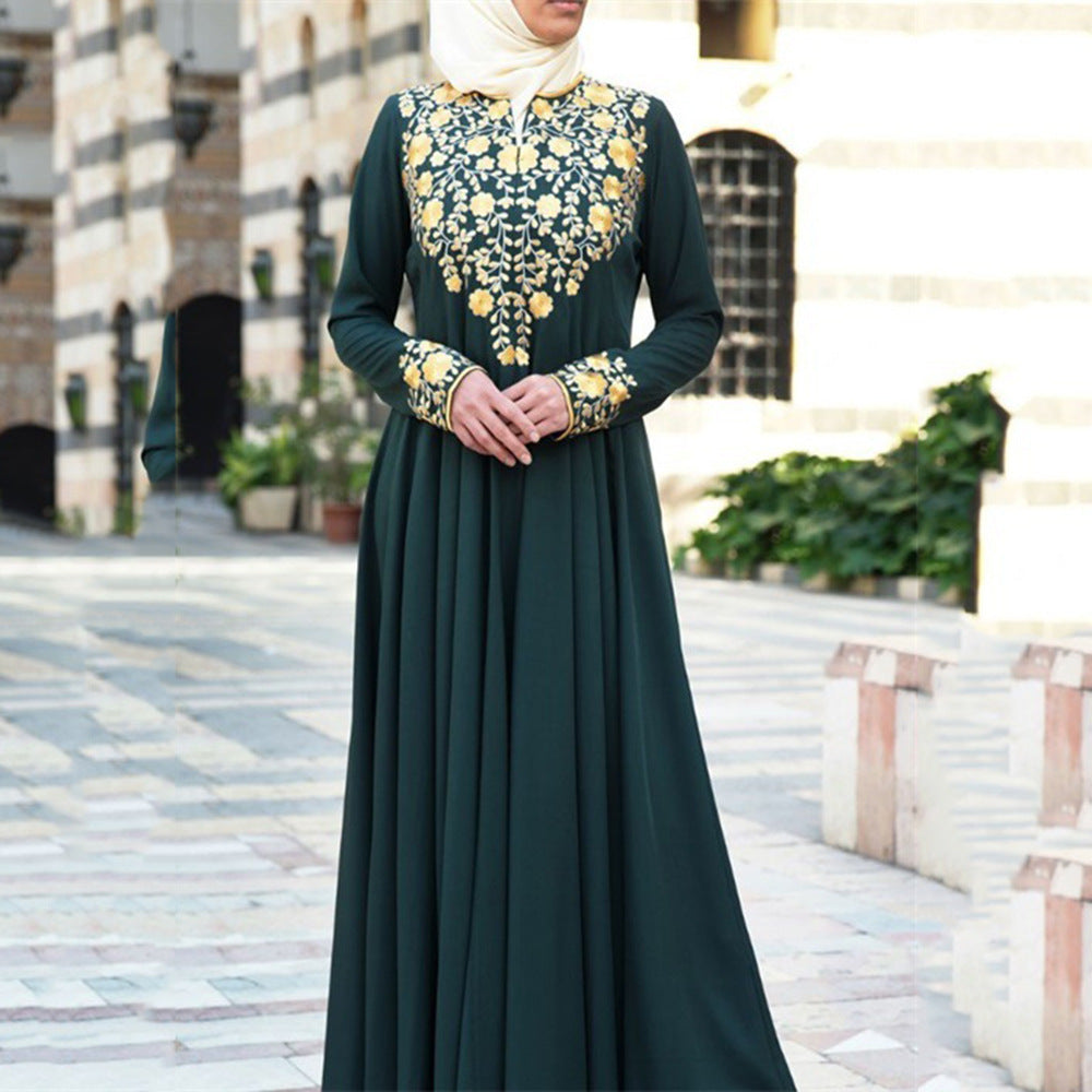 Printed fashionable long robe dress
