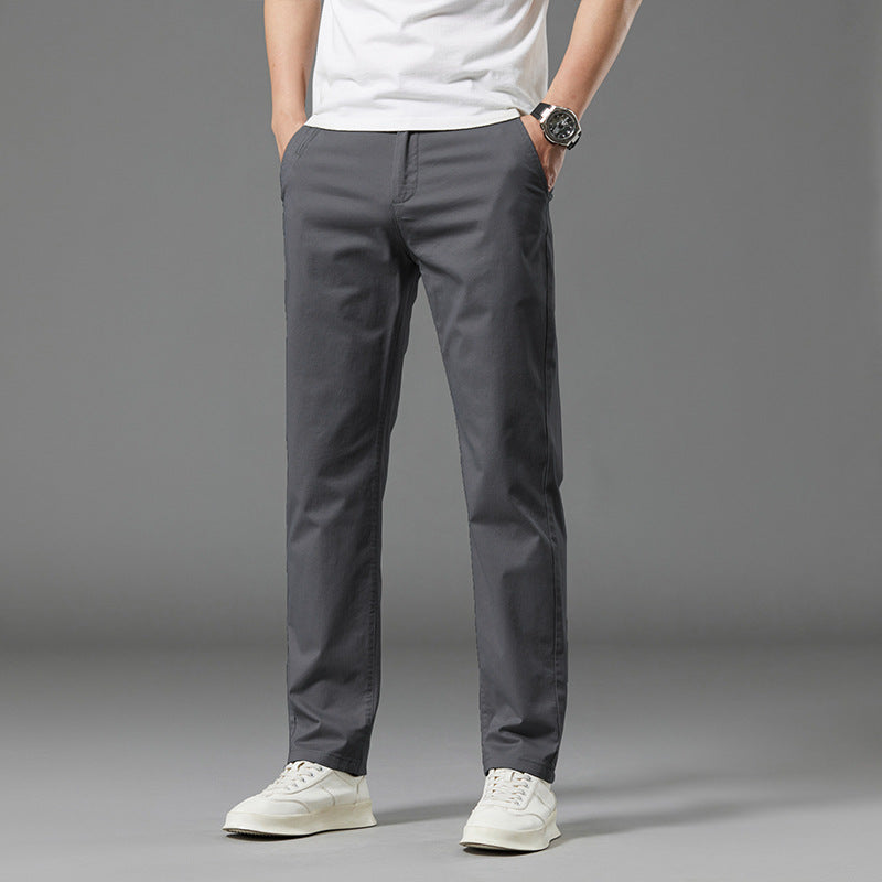 Men's Straight-Leg Cotton Casual Trousers for Summer