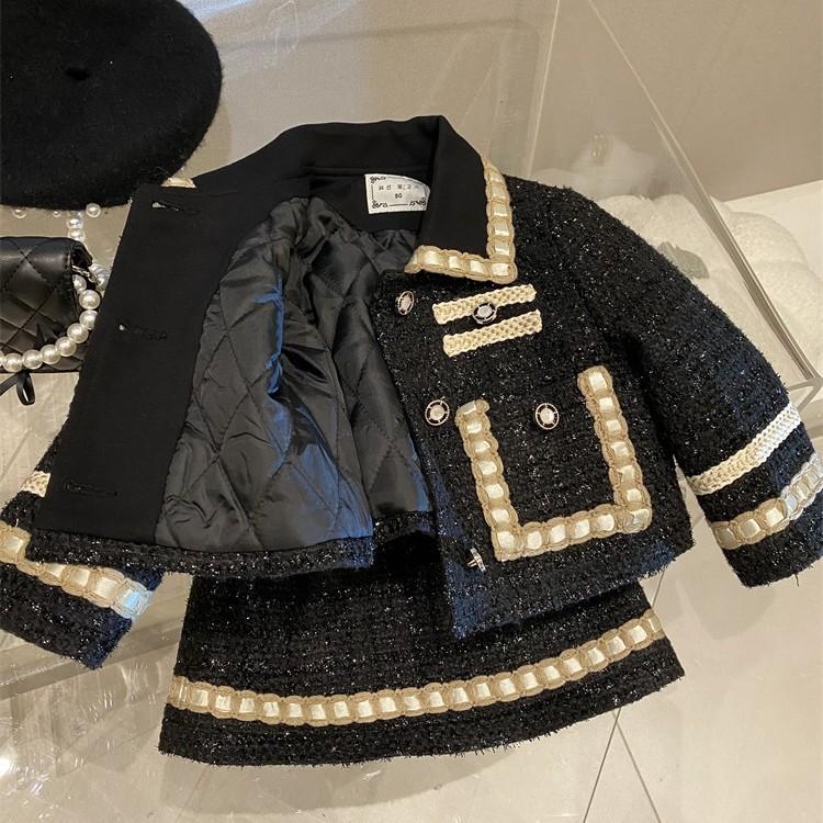 Girls Braided Plaid Two-Piece - Two-piece set jacket and skirt