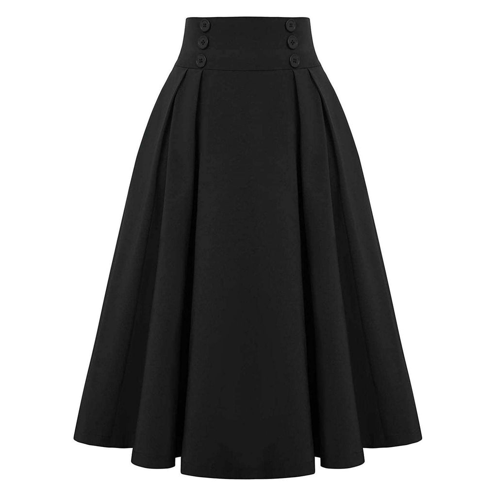 Retro high-waisted pleated long dress