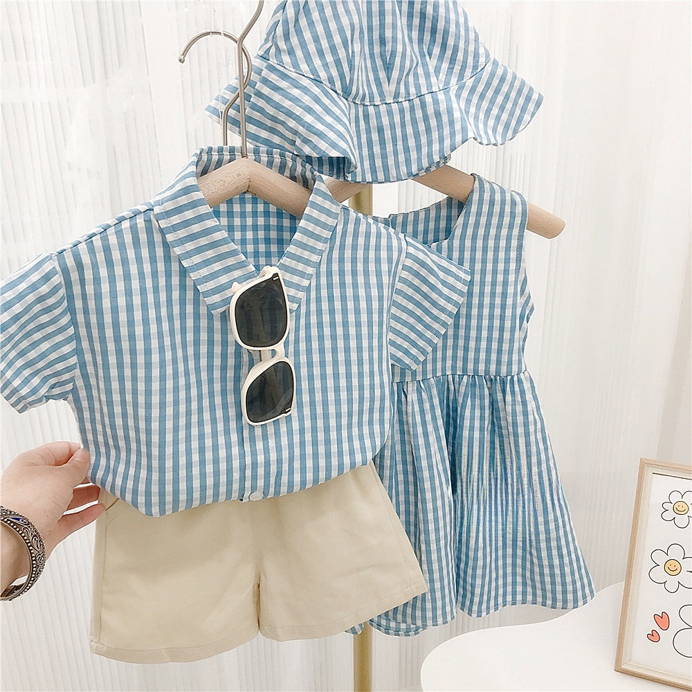 Kids' Plaid Shirt and Shorts Set