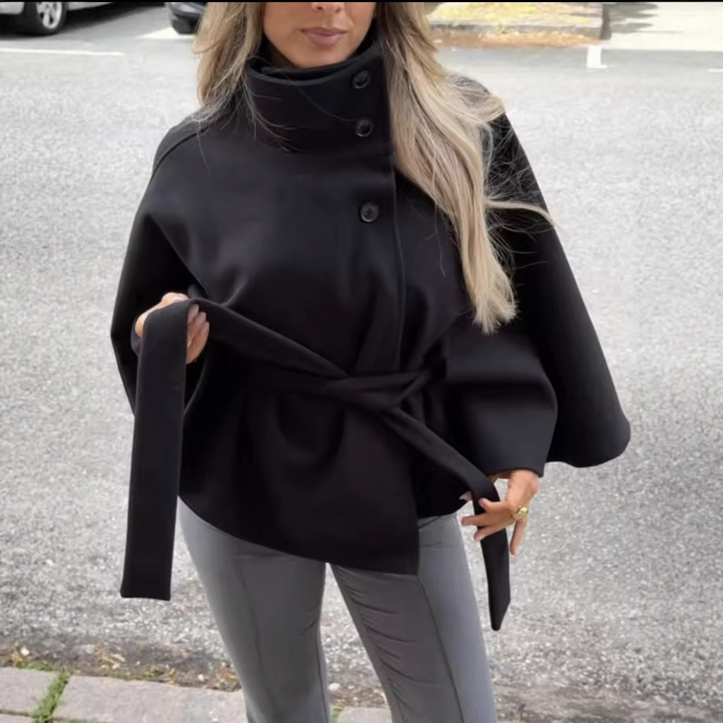 Women's Stylish Bathrobe-Style Coat with Belt