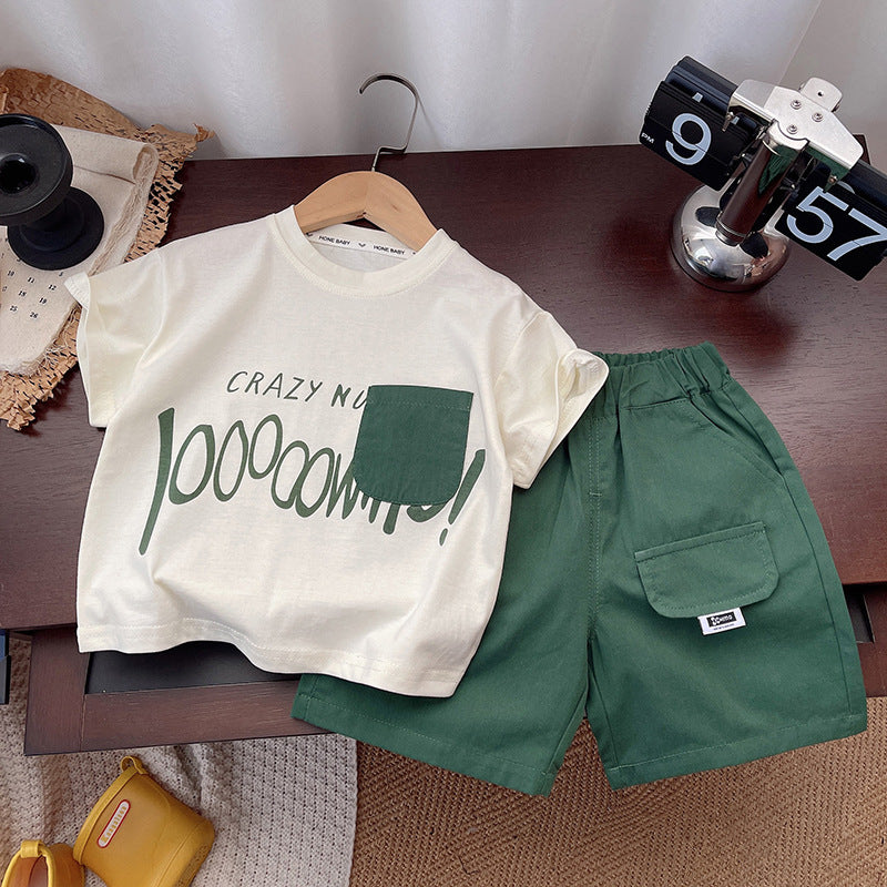 Childrens' Short Sleeve Printed Two-Piece Set