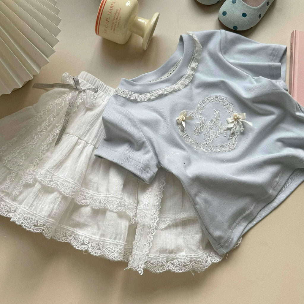 Girls' Lace Bow Two-Piece Set
