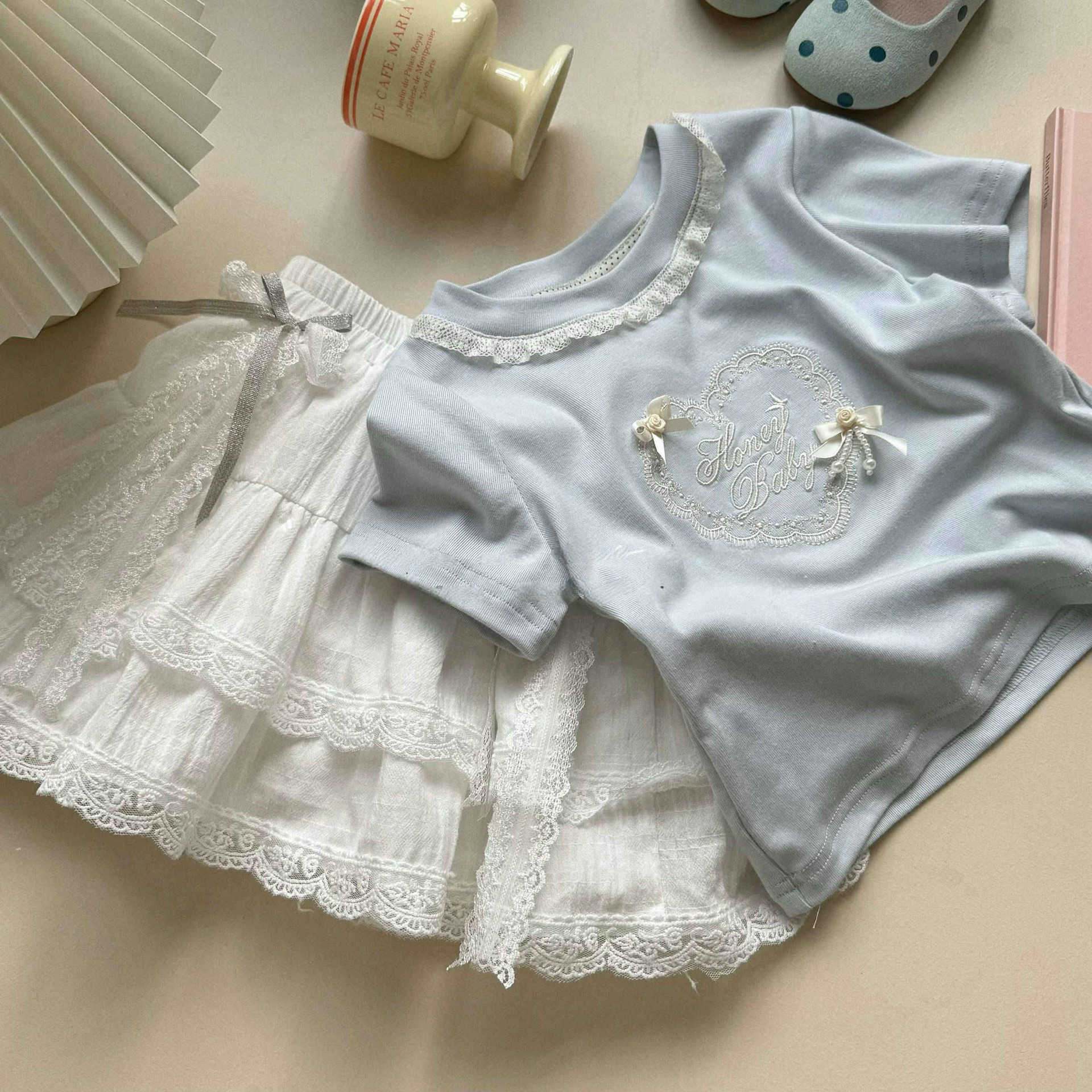 Girls' Lace Bow Two-Piece Set