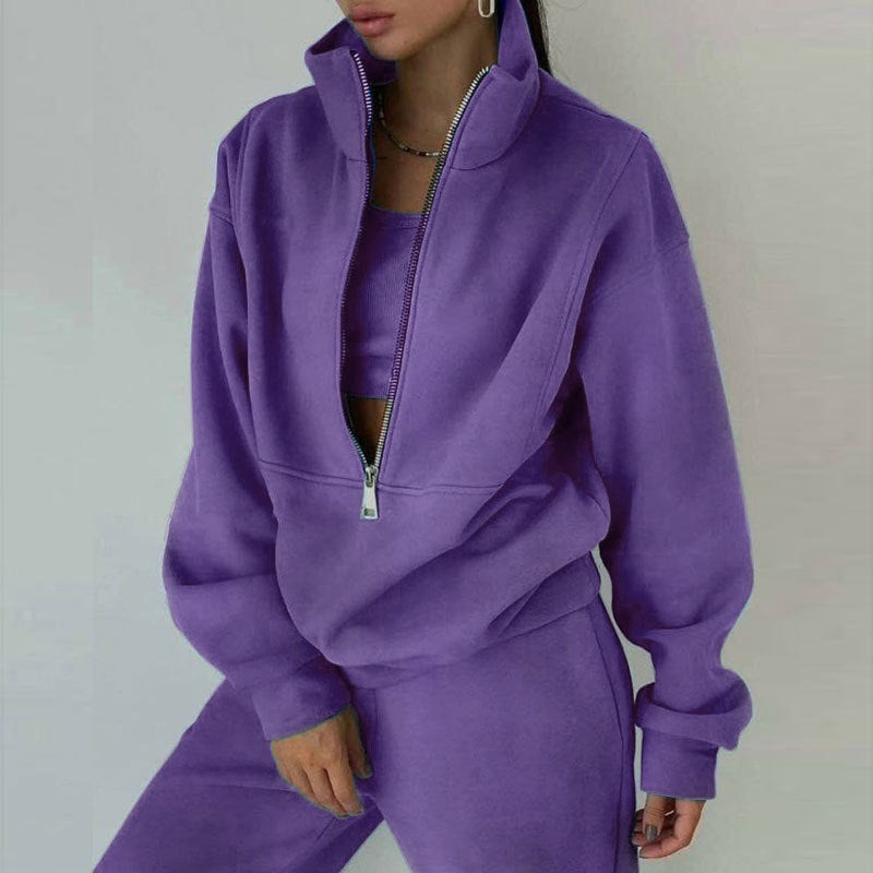 Casual Fashion Suit for Women - Two-Piece Set Sweatshirt and Trousers