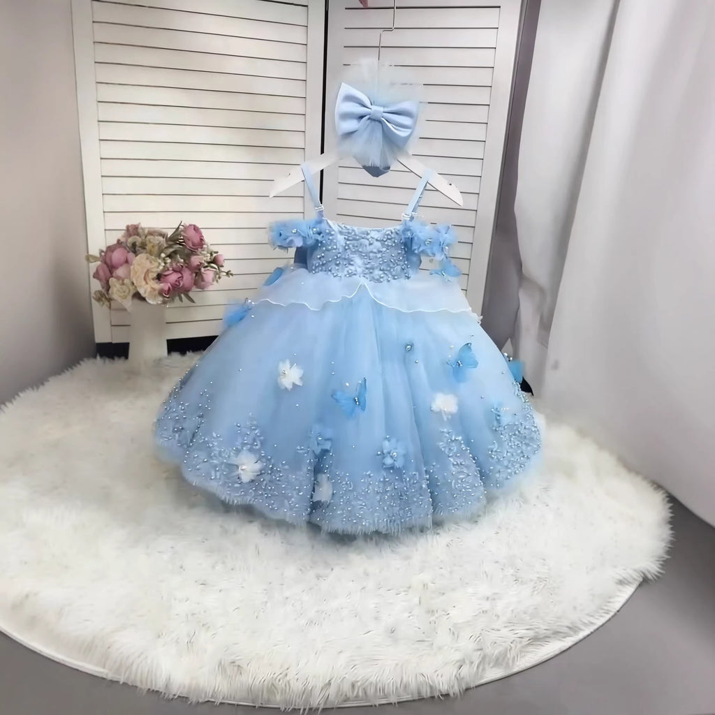 Lace puff dress for children