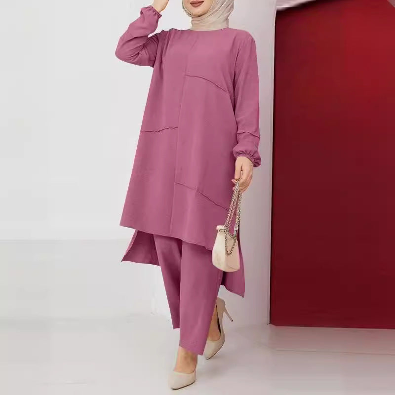 Elegant Puff Sleeve Shirt Wide Leg Pants Suit