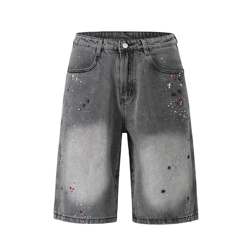 Vintage Washed Distressed Denim Shorts