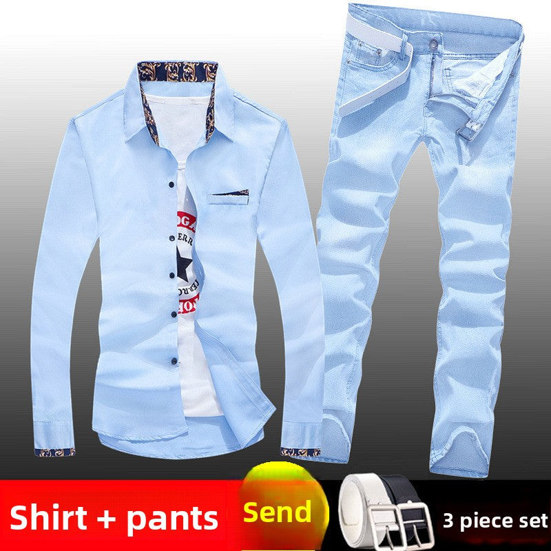 Men's Denim Jeans and Shirt Set