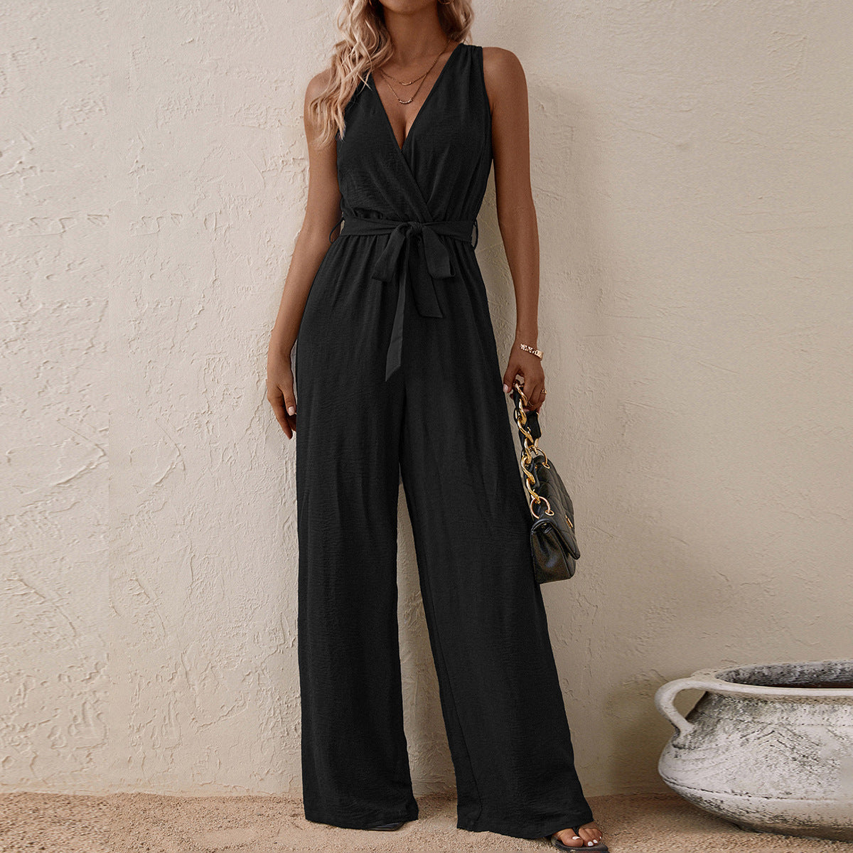 Strappy High Waist Sleeveless Jumpsuit