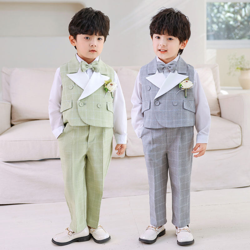 Childrens Plaid Vest Suit Set