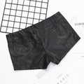 Slim Fit PU Leather Low Waist Shorts