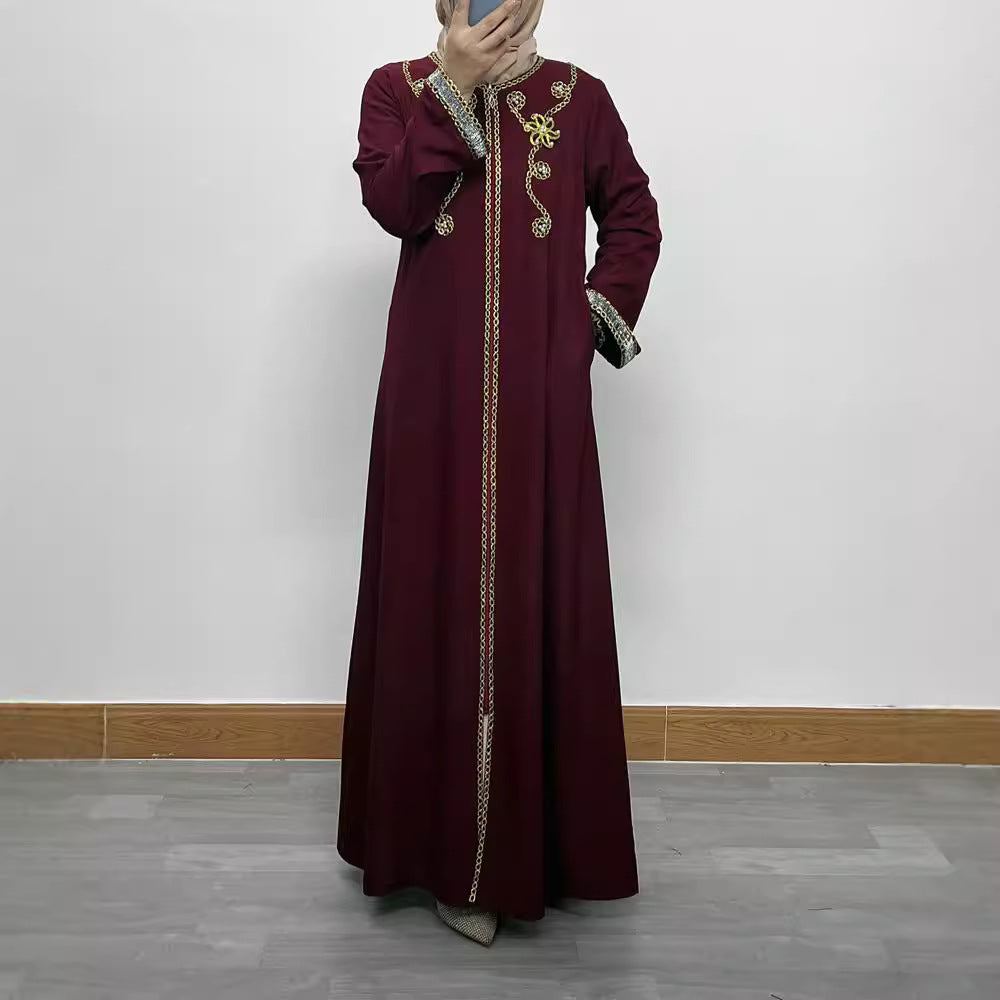 Embroidered floral dress and long robe