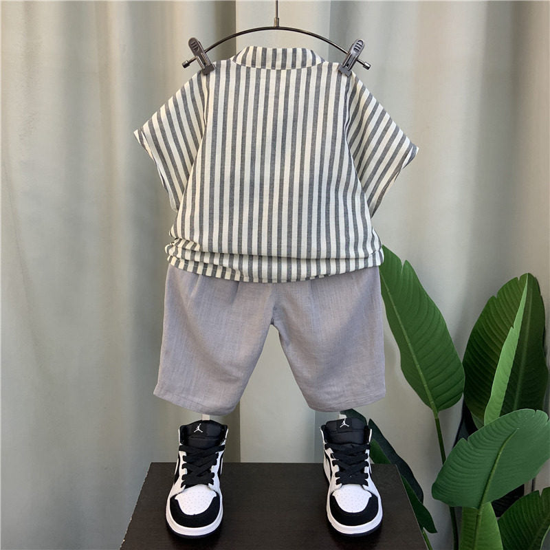 Boys' Summer Cotton Linen Shirt Set