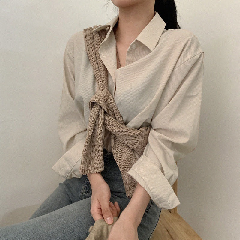Casual long-sleeved striped shirt