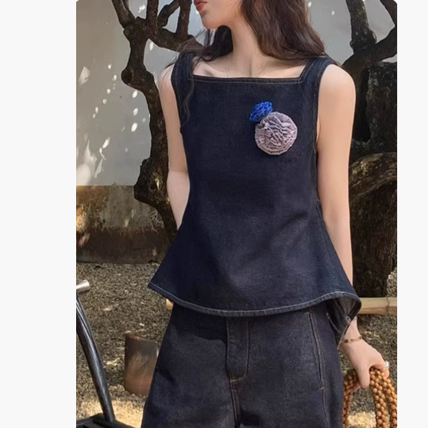 Denim suit vest and trousers