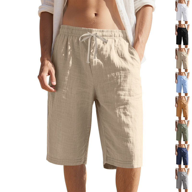 Men's Linen Drawstring Waist Casual Shorts