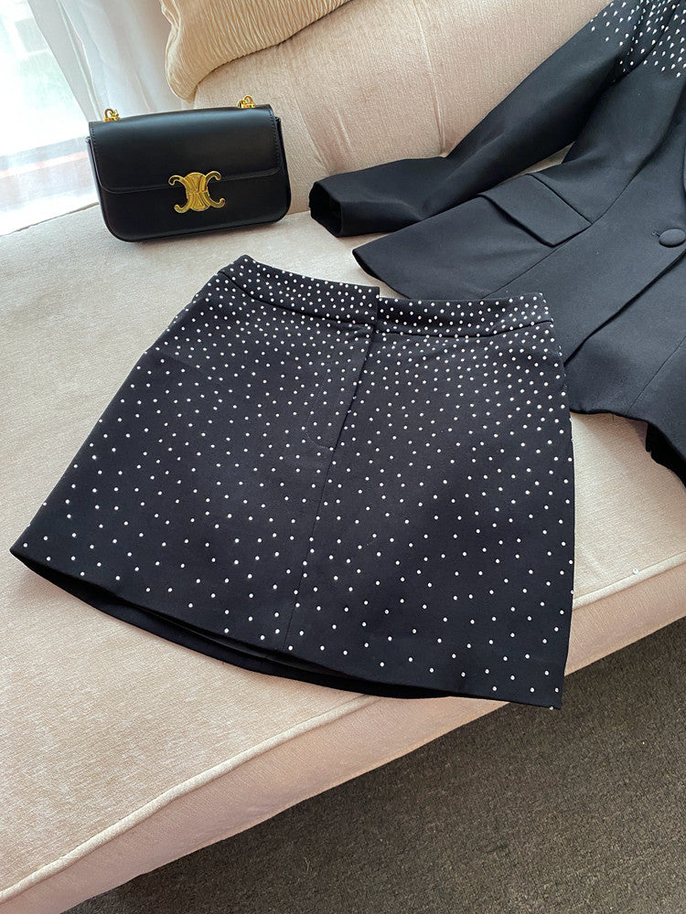 Rhinestone Embellished Womens Suit Set - Jacket and Skirt Set