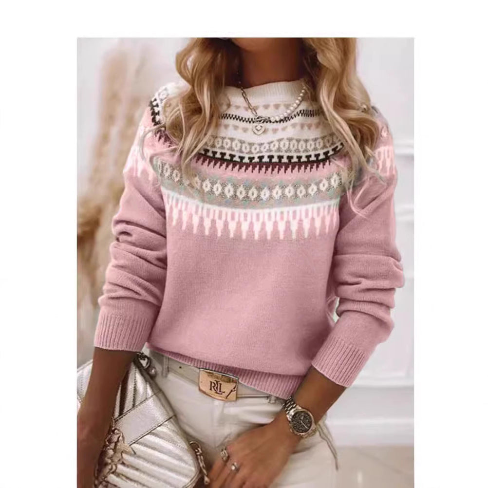 Round-neck pullover sweater
