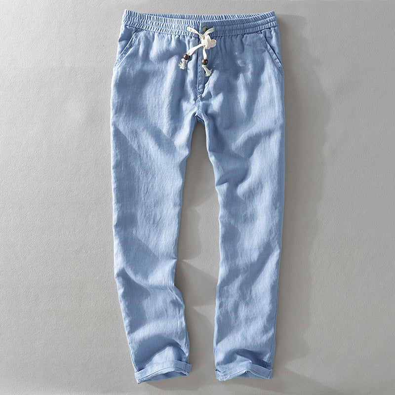 Men's Linen Straight Leg Casual Trousers