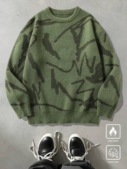 Men's loose round-neck knitted sweater