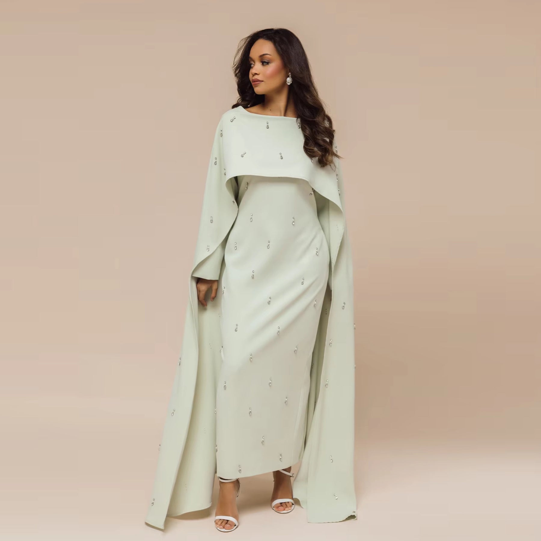 Elegant Beaded Two-Piece Dress with Flared Skirt