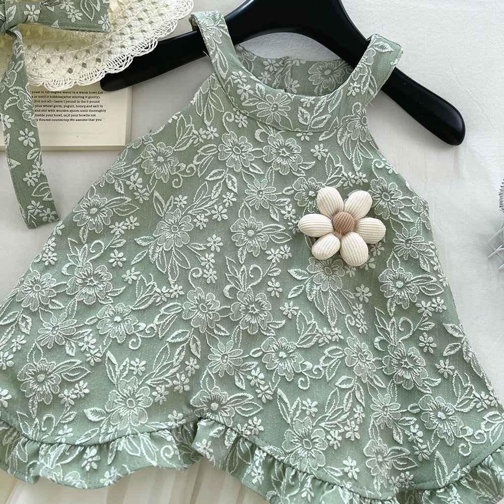Girls' Sleeveless Mesh Princess Dress with Hat