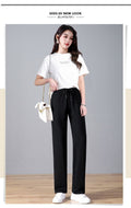 Women's High-Waisted Cotton Straight Casual Pants ? Summer Thin Elastic Trousers
