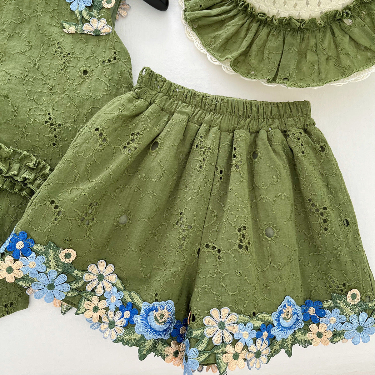 Girls' Floral Backless Top and Shorts Set