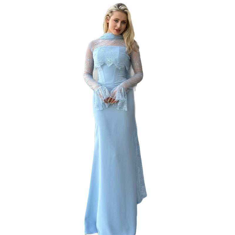 Women's Ruffled Long Sleeve Elegant Dress