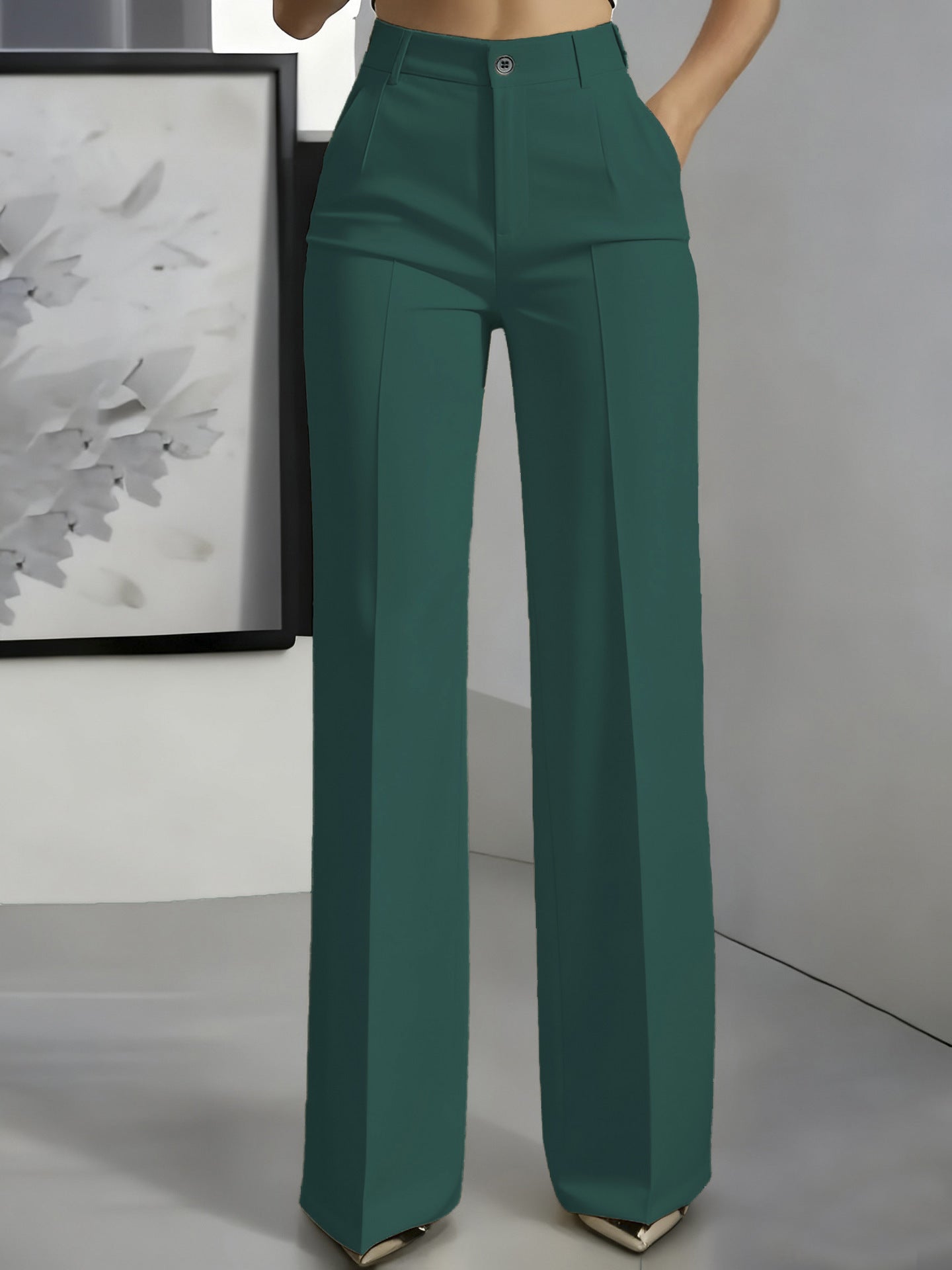 Women's High Waist Straight Leg Trousers