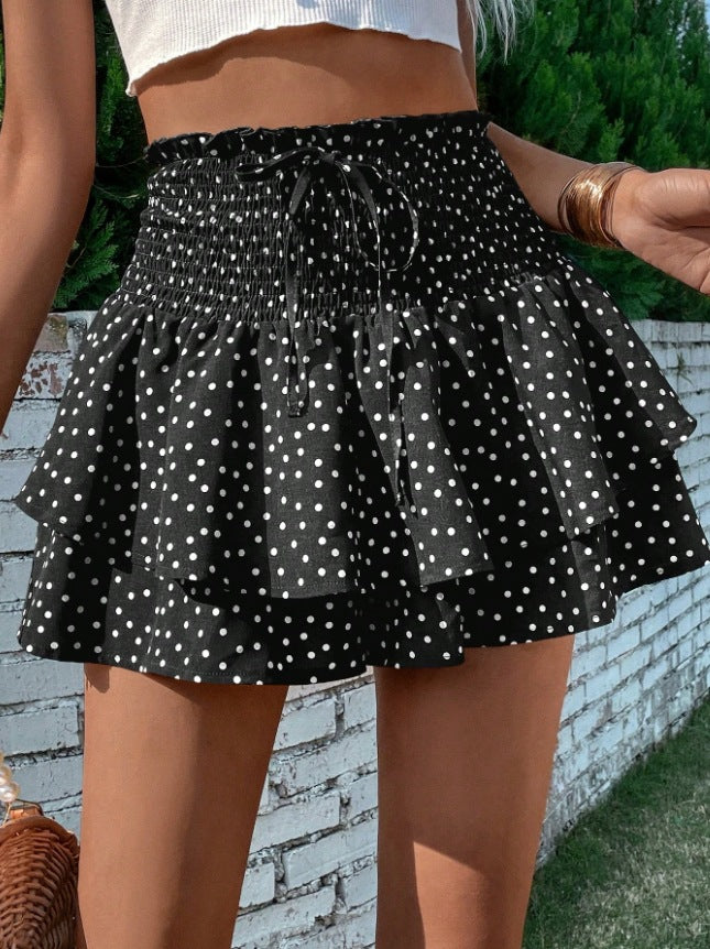 Printed Wide-leg High Waist Casual Shorts