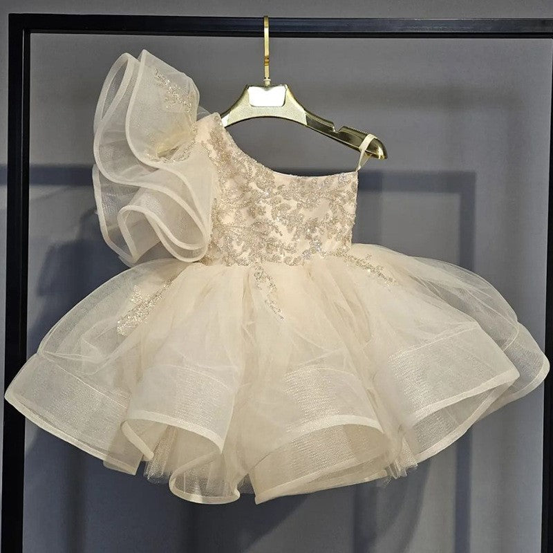 Girl's One Shoulder Princess Party Dress