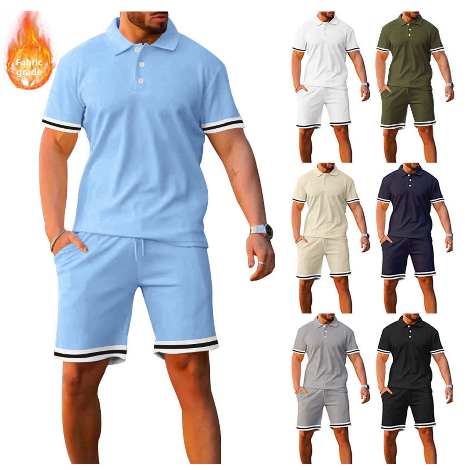Men's short-sleeved suit, Polo shirt and shorts