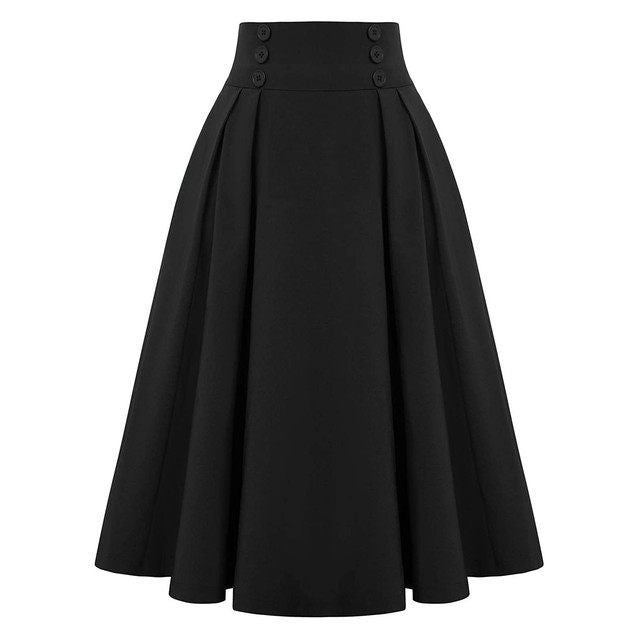 Retro high-waisted pleated long dress