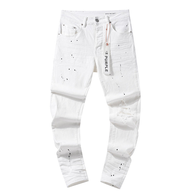 Hole-less straight-leg jeans