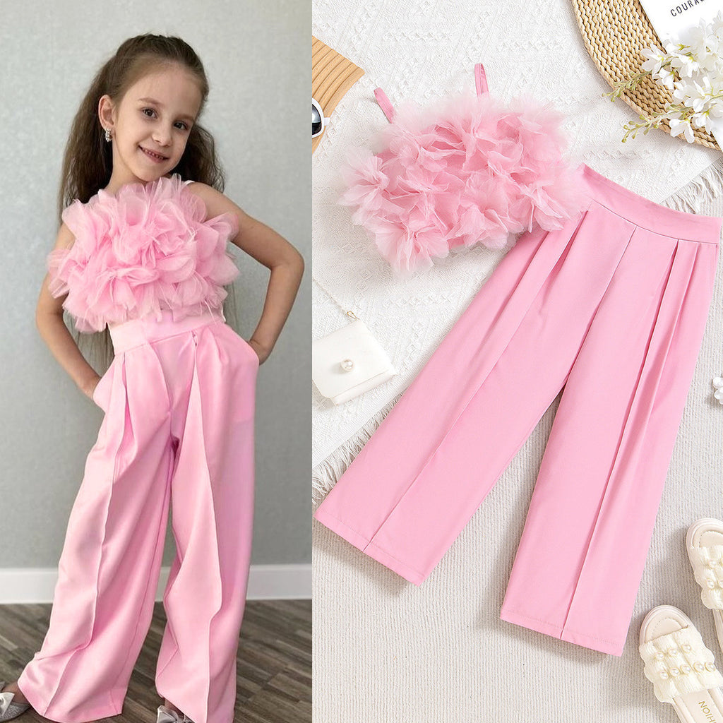 Girls' Floral Mesh Vest and Pants