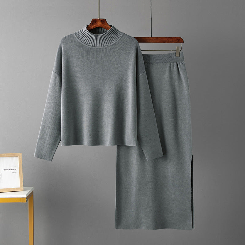 Two-piece set sweater top and long skirt