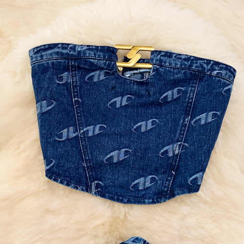 Fashion Denim Vest and High-Waisted Pants Set for Women
